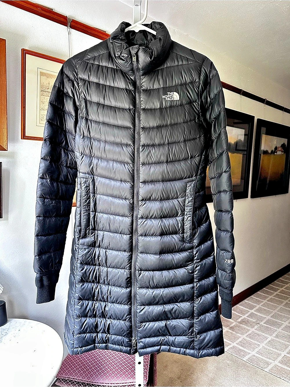The North Face 700 Fill Pertex Quantum Long Down Puffer Coat Black S